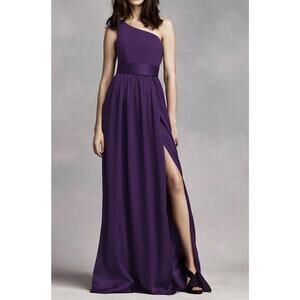 WHITE by Vera Wang Purple Regency Gown Dress One Shoulder Slit